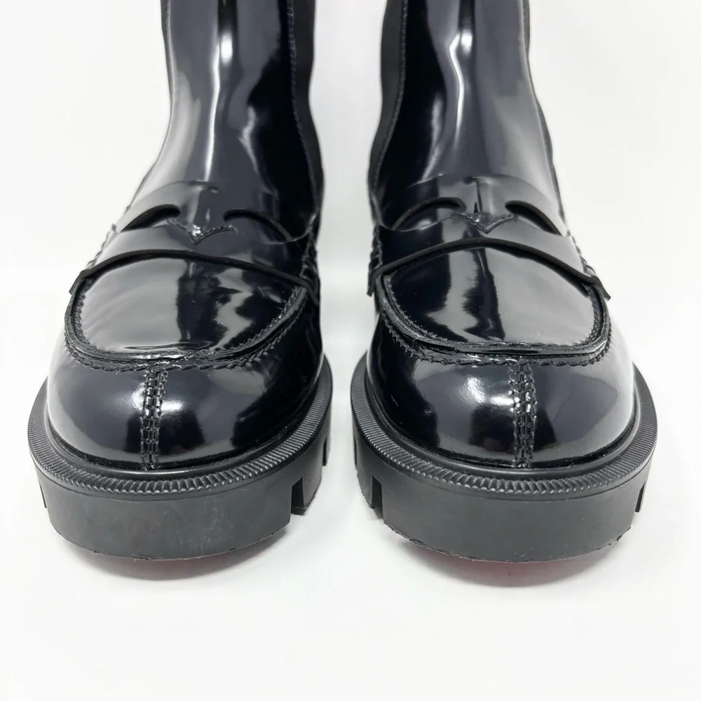 Christian Louboutin Montezu Chelsea Boots Black Brushed Leather Size 37 (US 7)